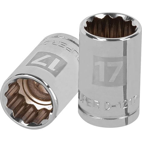Llave vaso bihexagonal, cuadro 1/2" - 17 mm