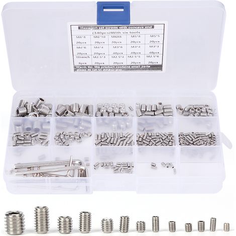 340 vis de réglage, adaptateur hexagonal en acier inoxydable 304, pièces de quincaillerie pour machines, clé de 6 pouces (1/5)