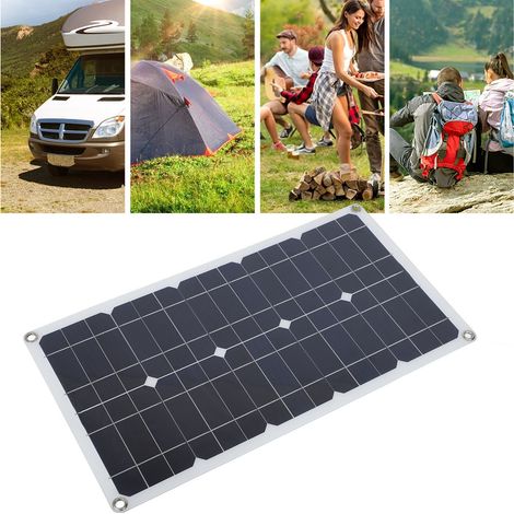 Conjunto de paneles solares de 100 W (clase de protección IP67) con regulador de 12 V/24 V 20 A y 2 ganchos para acampar y hacer senderismo. (1/5)