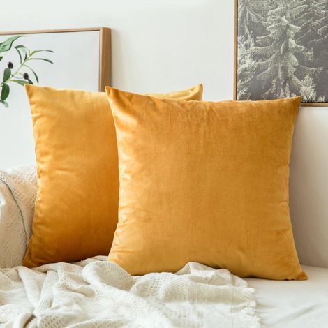 2 Housses de Coussins en Velours Décoratif Canapé Taie d'oreiller Super Lisse Doux Confortable Decoration Maison Salon Chambre pour Canapé 40X40CM Golden (1/5)