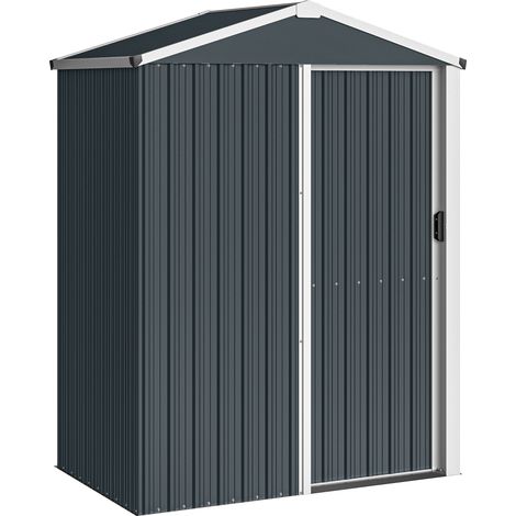 Casetta Box Porta Attrezzi da Giardino 136x87x179 cm Superficie 1.1m² con Porta Scorrevole Bloccabile in Acciaio Grigio (1/5)