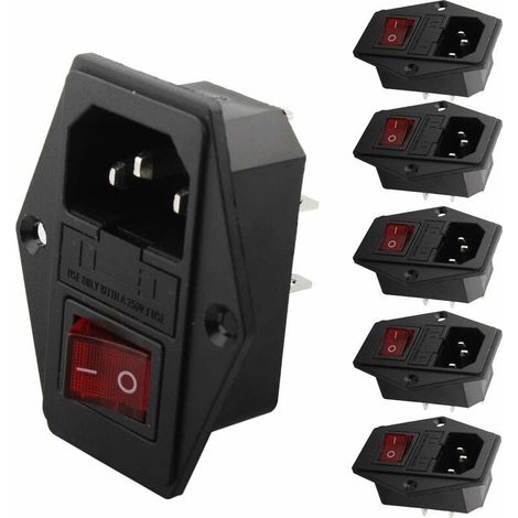 Adaptateur connecteur IEC 320 C14 avec interrupteur fusible – 220-250V / 10A – Prise encastrable pour équipements de laboratoire (1/5)