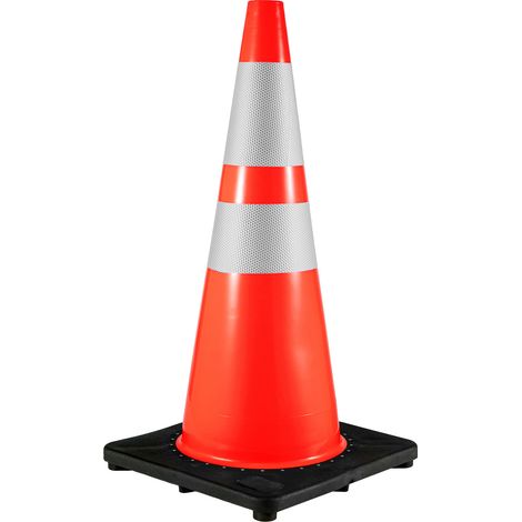 Mophorn 6er-Pack 36"-Verkehrskegel, Sicherheits-Parkkegel mit schwarzem, beschwertem Sockel, orangefarbene PVC-Sicherheitskegel, reflektierende Kragen für Baustellen und den Straßenverkehr