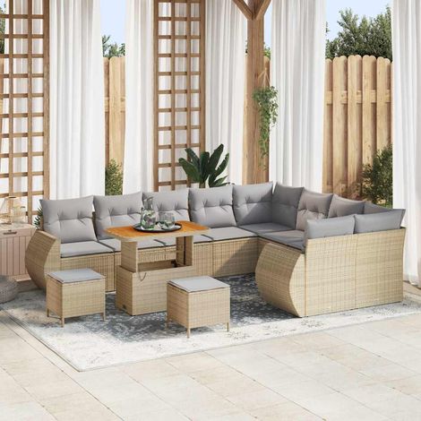 Gartensofa-set 12 pcs Beige Poly-Rattan (1/5)