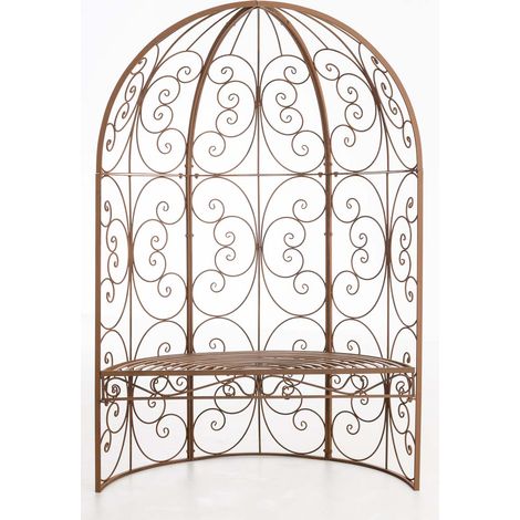 CLP – Halbpavillon Rosie avec banc – Fer robuste – Hauteur 178 cm – Largeur 120 cm – Surface assise 115 x 57 cm – Résistant aux intempéries