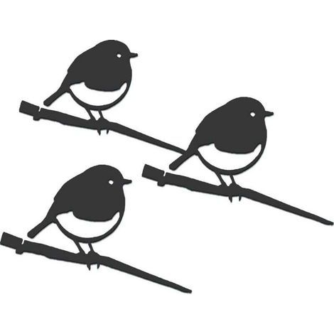 Oiseaux à planter mini rouge -gorge en acier corten (Lot de 3) (1/4)