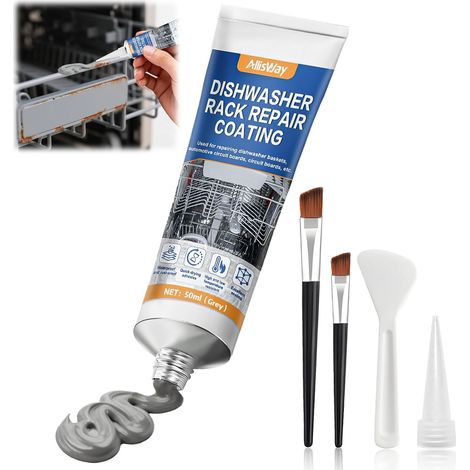 Revêtement Réparation Panier Lave-Vaisselle, Imperméable, Antirouille, Gris Revêtement Réparateur pour Panier de Lave-Vaisselle, Joint D'étanchéité, Anti-rayures, 50 ml (1/5)