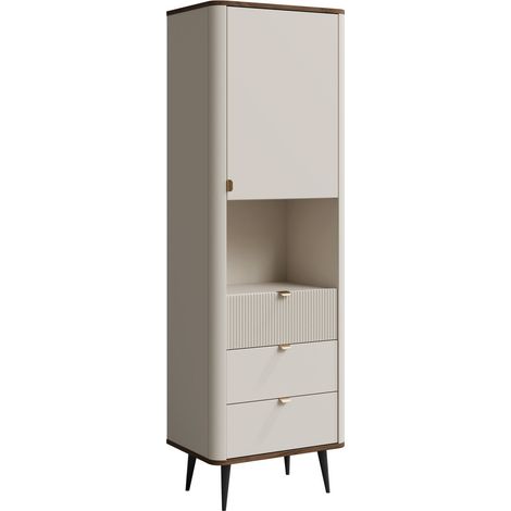 Estantería Lufela 103, Cachemira + Nogal, Con puertas, Cerrable, Con cajones, MDF, Aglomerado laminado, Número de puertas: 0, Número de cajones: 0, 191x60x40cm