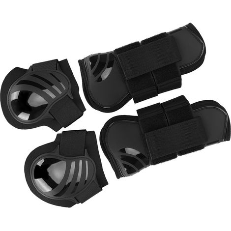 paires de guêtres élastiques épaisses en PU pour chevaux, protection des jambes avant et arrière, pour l'entraînement et le saut d'obstacles, noir, taille M (1/5)