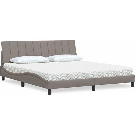 Lit avec matelas Hanko taupe 180x200 cm tissu (1/5)