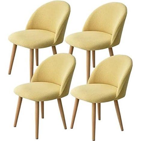 Housse De Chaises Salle À Manger Scandinave 4 pièces Extensible Arc De Coquille Jacquard Spande Jaune (1/5)