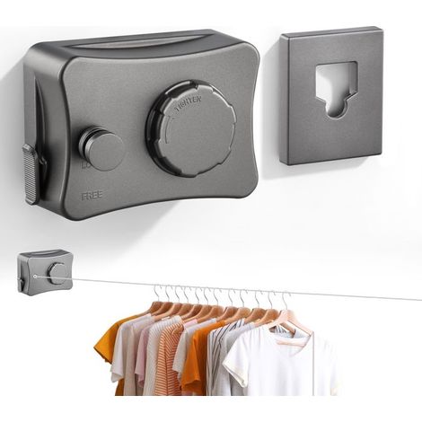 5M Corde à Linge Rétractable, Étendoir à Linge pour Intérieur et Extérieur Fils en Acier Inoxydable, Fil a Linge Retractable (1/5)