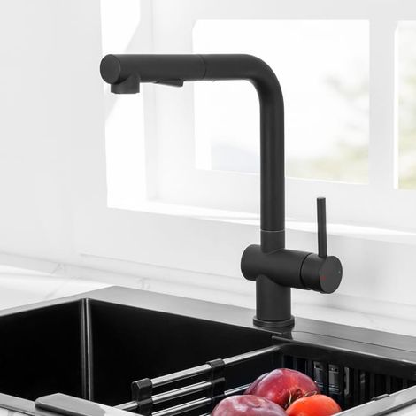 Noir Mitigeur Cuisine avec Douchette Extractible, Monocommande, Rotation à 360°, 2 Modes de pulvérisat Robinet d'évier Cuisine (1/5)