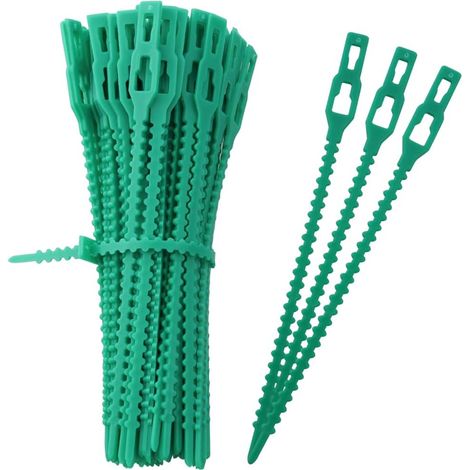 500 attaches de jardin réglables, 17 cm, attaches de jardin réutilisables en plastique vert (1/5)