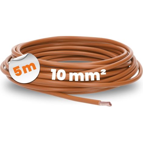 Fil Électrique H07V-K 10 mm² Câble de Câblage PVC Marron 5m (1/5)