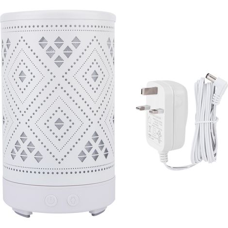 Diffuseur d'Aromathérapie en Fer Forgé Creux avec Veilleuse Colorée - Blanc, 100-240V, Prise UK (1/5)
