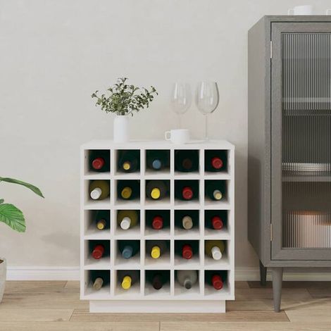 Étagère à Vin en Bois de Pin Massif, Meuble Rangement Bouteilles Blanc 55.5x34x61 cm, Cave à Vin Compacte pour Cuisine Salon (1/5)