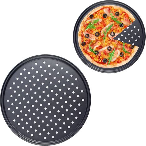 1 Plaque à Pizza Perforée, Acier au Carbone, Revêtement Antiadhésif, Cuisson Uniforme, Pour Four et Grill
