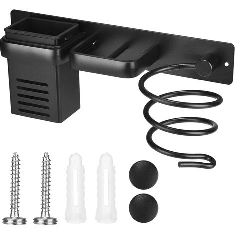 Soporte para secador de pelo, soporte para alisador de secador de pelo sin perforaciones, organizador de herramientas para el cuidado de la peluquería en el baño, estante de almacenamiento con férula (1/5)