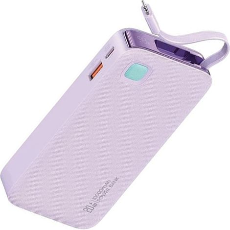Batería externa con cable retráctil usams Lightning 10000 mAh 20W PD Morado (1/5)
