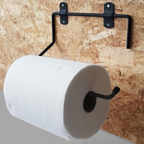 porte-rouleau industriel mural noir porte-serviettes salle de bain pour rouleau sèche Idéal dans la cuisine, garage, salle de gym, pour bobine de papier jetable (Mod.3NE) (1/5)