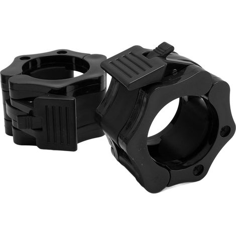 paire de colliers de serrage pour haltères, réglables, à dégagement rapide, de qualité professionnelle, en nylon noir de 50 mm, pour l'haltérophilie (1/5)