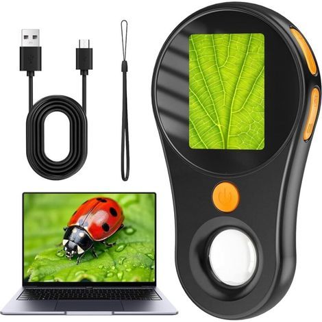 Digitales Mikroskop, Kinder-Taschenmikroskop mit 2,0"-IPS-Bildschirm, wiederaufladbar, 500-fache Vergrößerung, LED-Beleuchtung, geeignet für Wartung, Schweißen und Forschung (1/5)