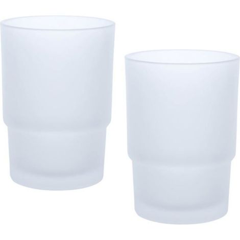 SET ACCESSOIRES -Lot 2 gobelets en verre pour brosse à dents, accessoires de salle de bain (1/5)