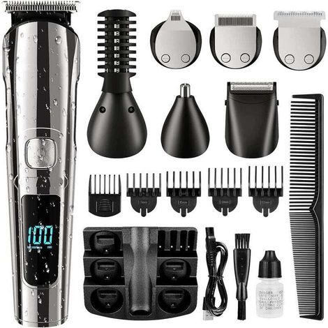 Tondeuse À Barbe, Tondeuse À Cheveux Sans Fil Pour Homme, Étanche Pour Le Corps, La Moustache, Le Nez, L'Oreille, Le Visage, Le Rasoir Électrique, Kit De Toilettage Tout En 1, Rechargeable Par Usb Et (1/5)