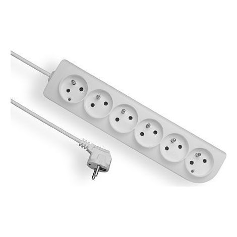 Verlängerungskabel mit Erdung, 6 Steckdosen, weiß, 2 m OMY 3x1 Elgotech PSN-602 (1/2)
