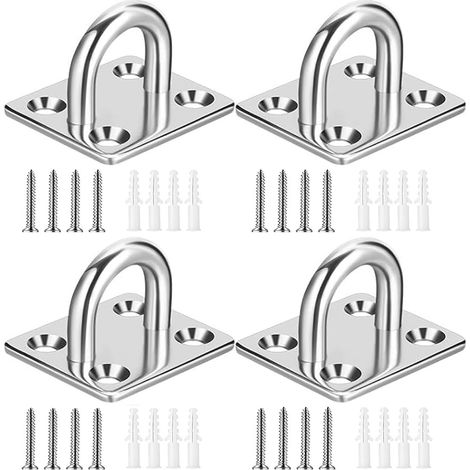 piezas de placa de ojal resistente, anilla de clip, gancho de bucle, herrajes para persianas en forma de U - Ganchos M5 para hamaca de techo y pared para suspensión giratoria - Acero inoxidable 304