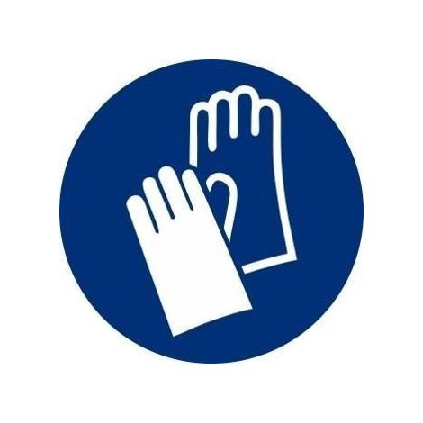 Señal que indica Es Obligatorio El Uso de Guantes, con tintas UV Ø 90mm (10 uds) SEKURECO (1/2)