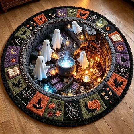Tapis rond d'Halloween, pour crèche, chambre, chambre d'enfants, décoration de salon, décoration de vacances, diamètre 120 cm