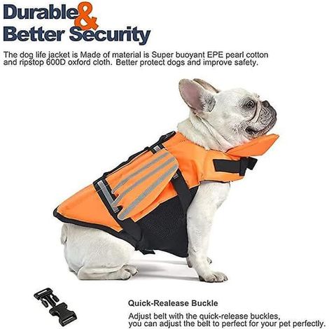 Vingdesign chien flytväst, chien flytväst flytväst flytväst avec étiquette (FMY) Orange M (tour de poitrine 41-63 cm) (1/2)
