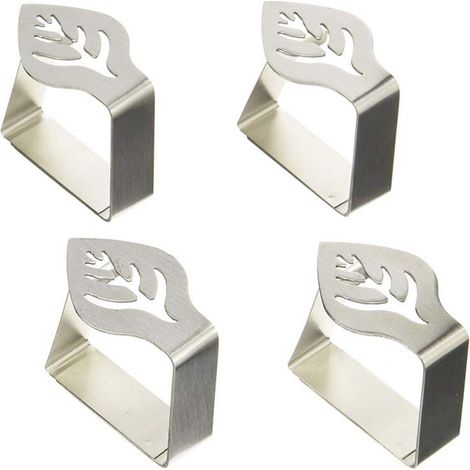 Lot de 4 pinces réglables pour nappes en acier inoxydable, clips de fixation pour table, idéales pour mariage, fête et pique-nique.