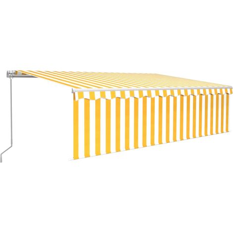 Maison Exclusive - Tenda Sole Retrattile Manuale con Parasole 5x3m Gialla Bianca