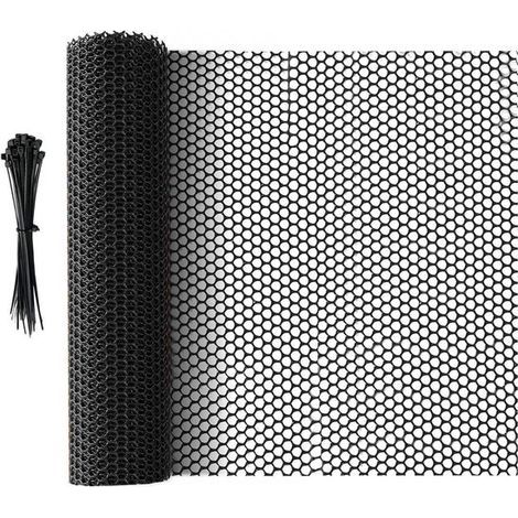 Longziming - Filet de clôture en plastique - 5 m × 40 cm - Clôture de jardin anti-animaux - Filet de protection - Rouleau de maille plastique - Noir discret - Pour chiens. chats. poules ou petits anim (1/5)