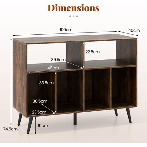 Pour Salon et Espace Musique Organisez Vos Vinyles Meuble Tourne-Disque 3 Niveaux avec 4 Compartiments et 5 Pieds Métal (1/5)
