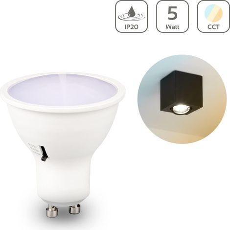 LED Spot GU10 4,8W 420lm CCT Lichtfarbe einstellbar - Abstrahlwinkel: 120° mit Kappe - Dimmbar: Nein (1/5)