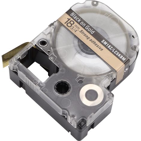 Ruban d'étiquettes PET de rechange pour imprimante d'étiquettes Epson et machine à étiquettes KINGJIM - Noir sur or (1/5)