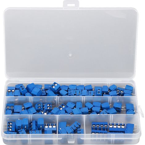 100 Stück Leiterplatten-Schraubklemmenblöcke, 2-, 3- und 4-polig, 10 A, 300 V, 5 mm Rastermaß für Elektronik (1/5)