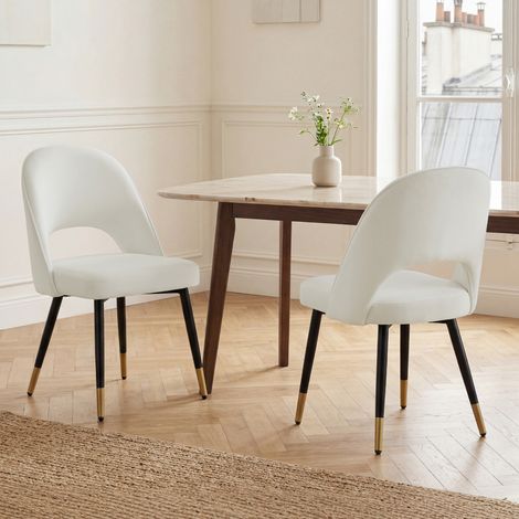 Wahson Lot de 2 chaises en velours beige – Pieds en métal – Design moderne pour salle à manger et cuisine – Confortables et faciles à nettoyer (1/5)