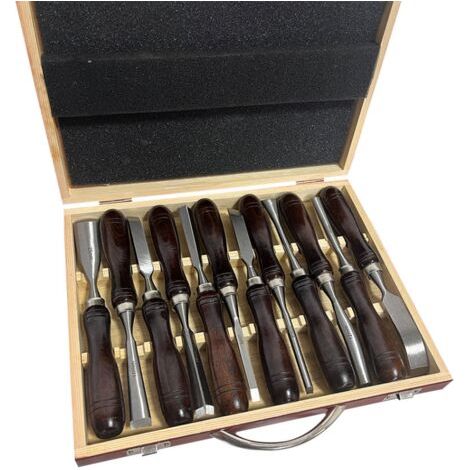 Ensemble de 12 ciseaux à bois – Acier haute qualité pour sculptures détaillées – Longueur 220 mm – Largeur 7 à 26 mm – Ergonomiques pour maillet (1/5)