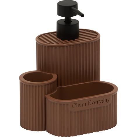 Distributeur de savon terra rectangulaire 400ml marron - 5five (1/3)