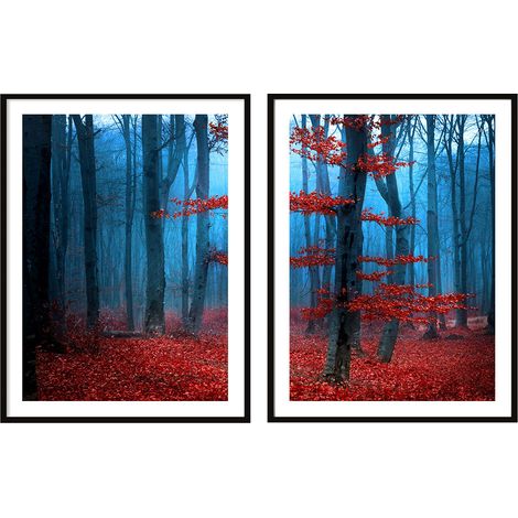 POSTERS CON FOTOS EN MARCO 53x73cm Díptico Conjunto de 2 cuadros Bosque Mágico P2090 (1/3)
