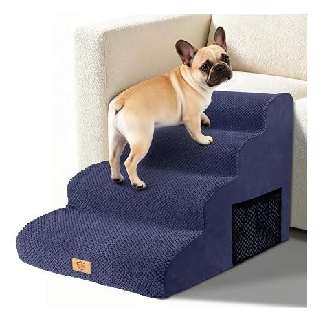 Dog Stairs with 4 Steps, Cat Ramp - Navy Blue