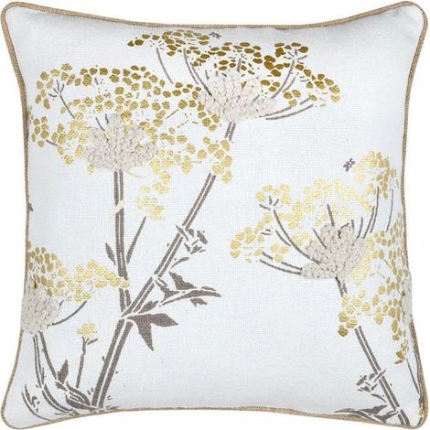 ORIANA Kissen 40x40 cm weiß mit goldenen Blumen