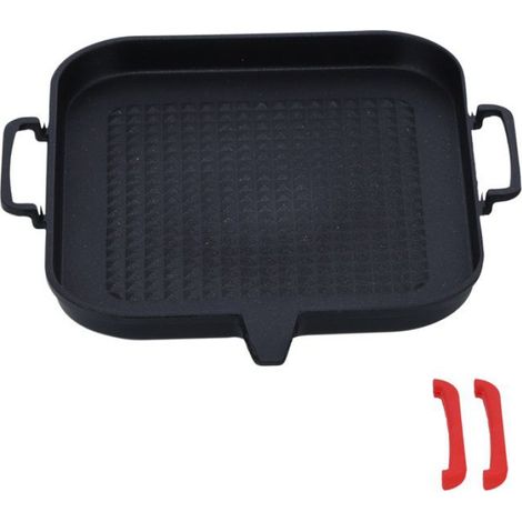 Poêle grill antiadhésive multifonctionnelle, idéale pour la cuisine et l'extérieur, avec deux poignées pour plaques à induction (1/5)