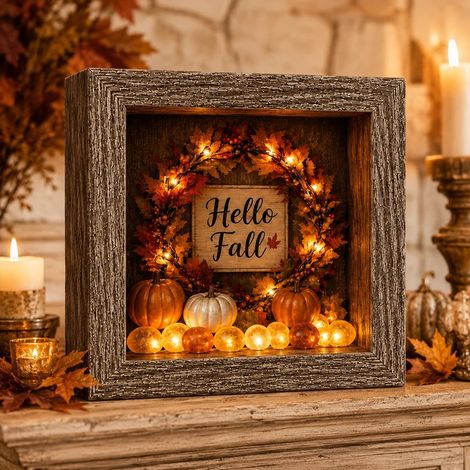 Halloween Shadow Box Kit, Lampe Décoration Automne LED Format A4, Ambiance Festive, Alimentation Secteur