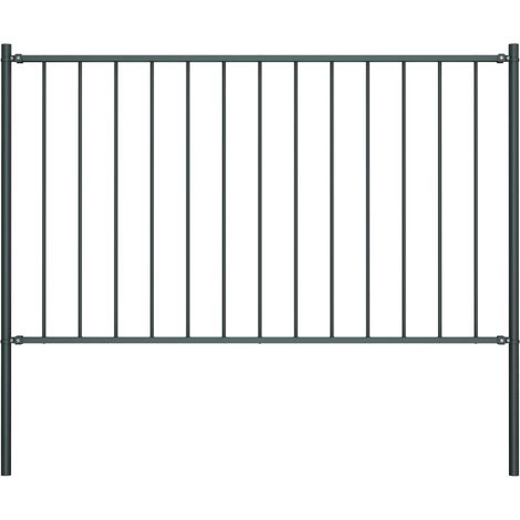 Fence Panel with Posts Powder-coated Steel 1.81x1 m Anthracite vidaXL (1/4)